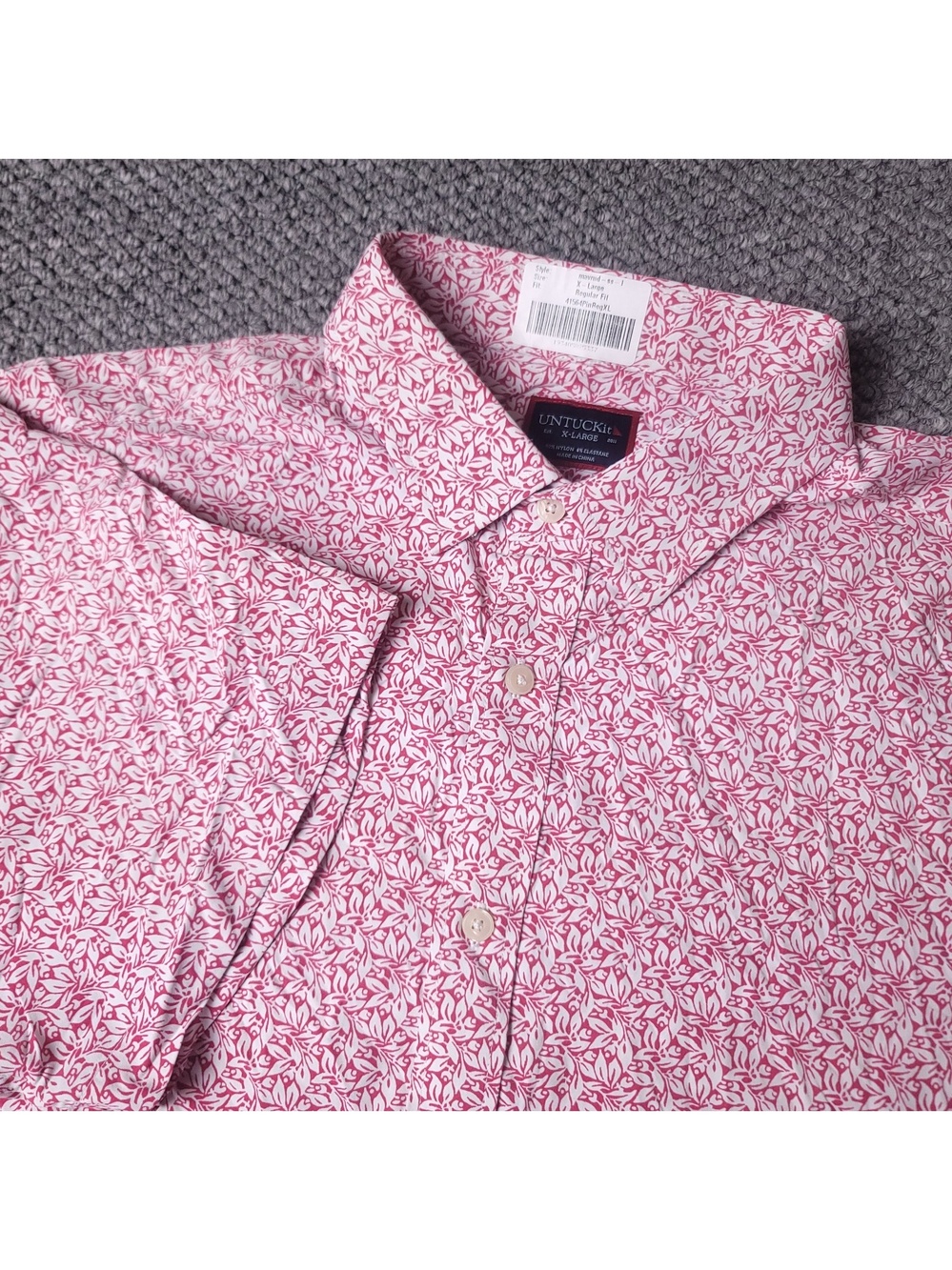 UNTUCKit Shirt Mens XL Pink Floral Short Sleeve Button Nylon Elastane